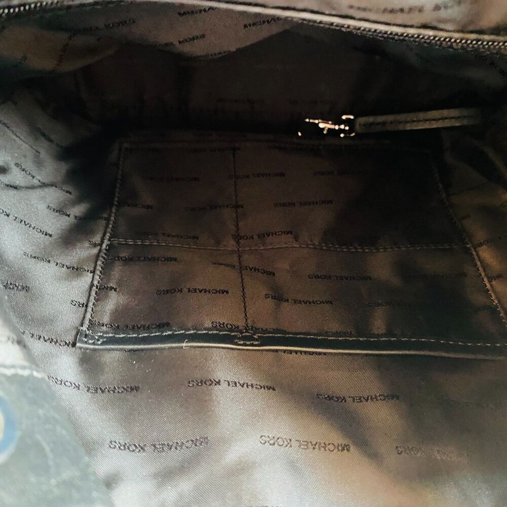 MICHAEL KORS Black Leather with Silver Detail Flap Backpack - Picture 6 of 9